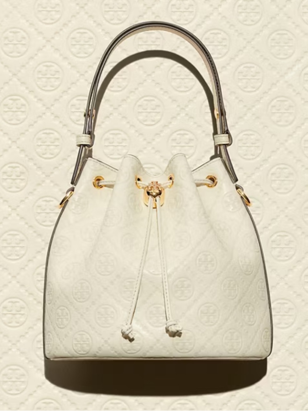 Tory Burch T Monogram Leather Bucket Bag